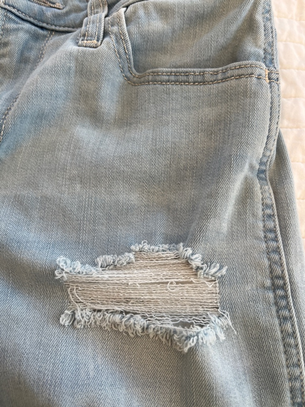 Hollister Light Wash Distressed Denim Shorts - Pale Blue - Picture 4 of 5